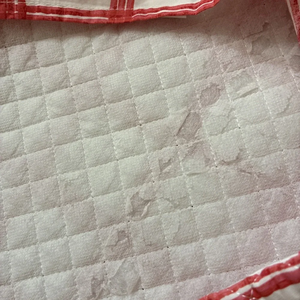 Nina Campell Home Pair Euro Pillow Shams 28x28 Red / White Check Quilted
